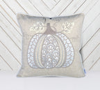 Lace Embroidered Pumpkin Throw Pillow – Neutral Fall Accent Cushion Set of 2