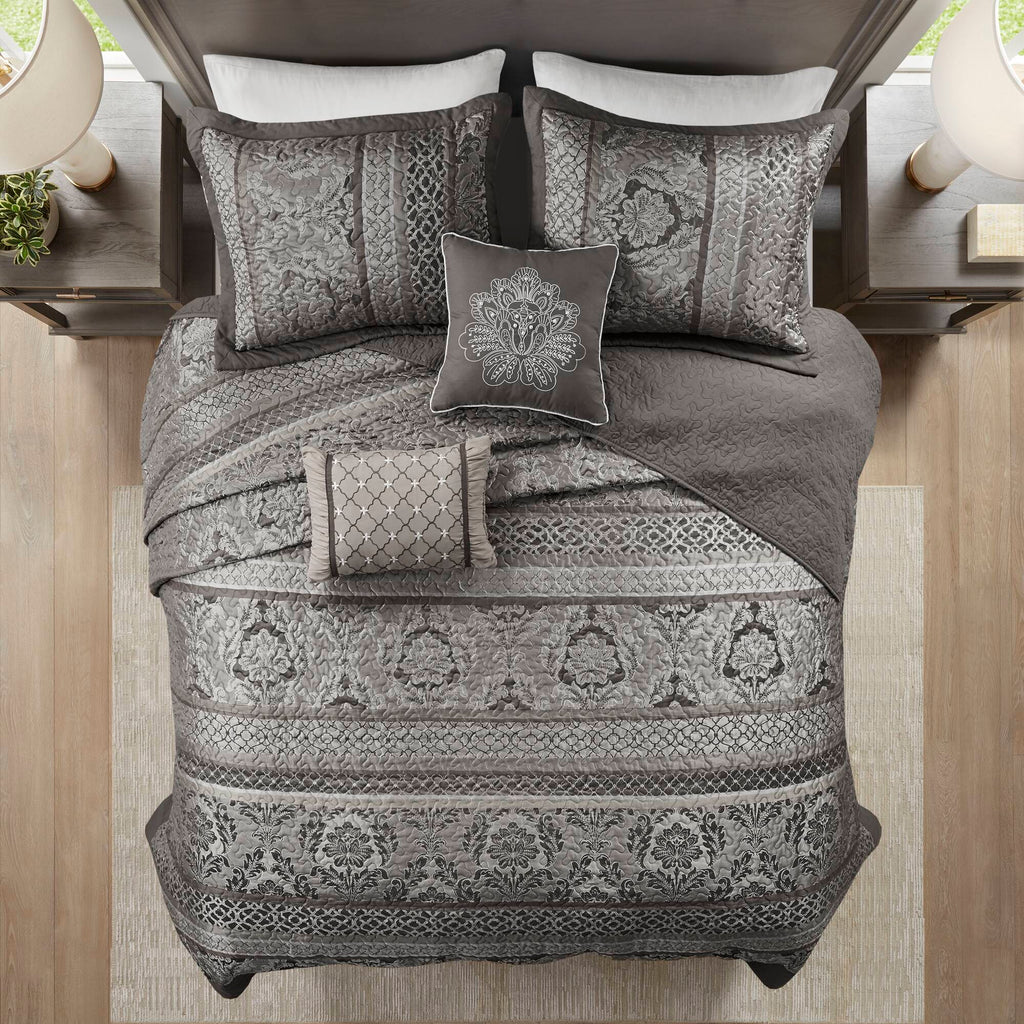 5-Piece Queen Reversible Jacquard Bedspread Set