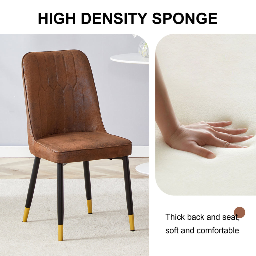 Brown Suede-like Velvet Dining Chair Set (Two-Pack)