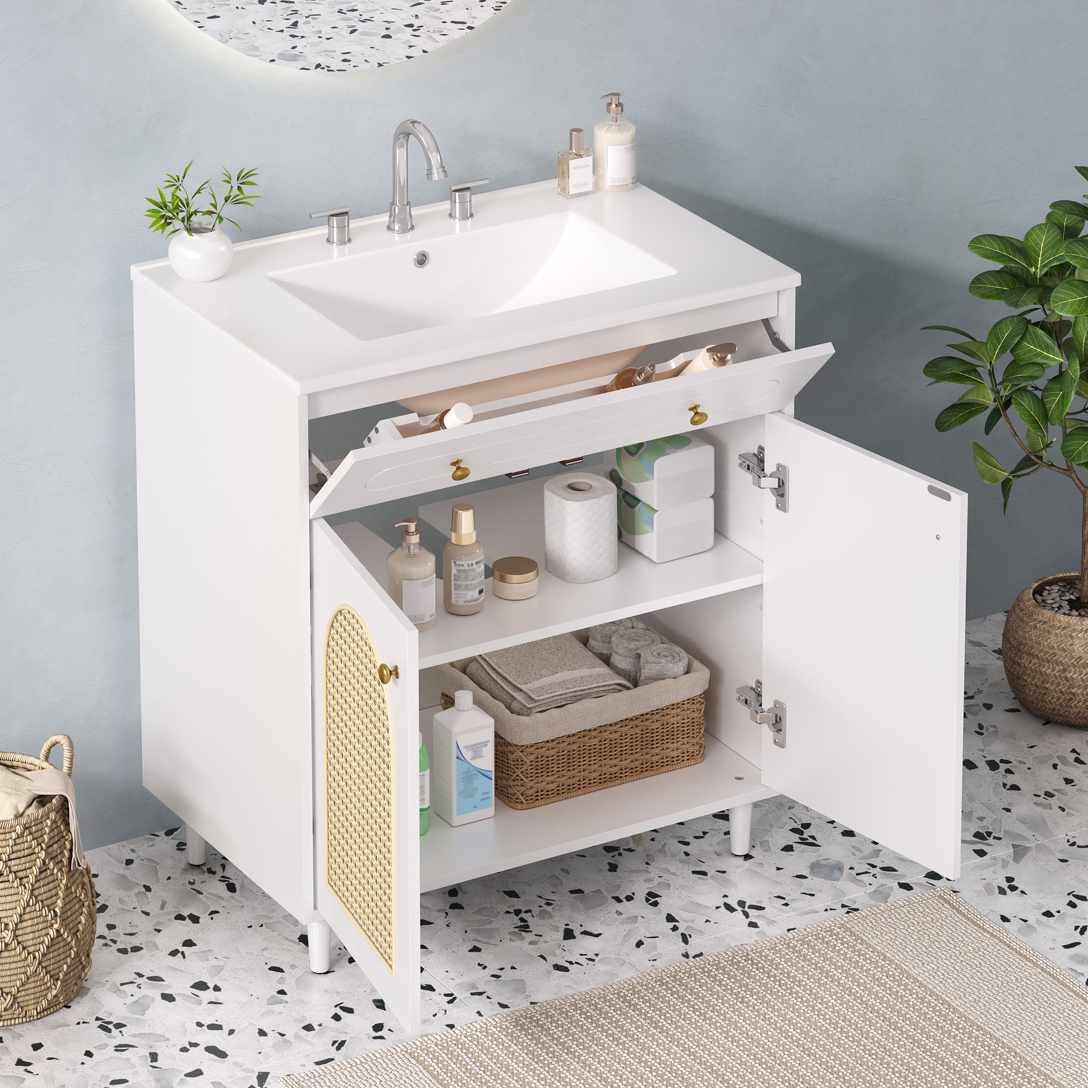 30" Bathroom Vanity with Ceramic Sink