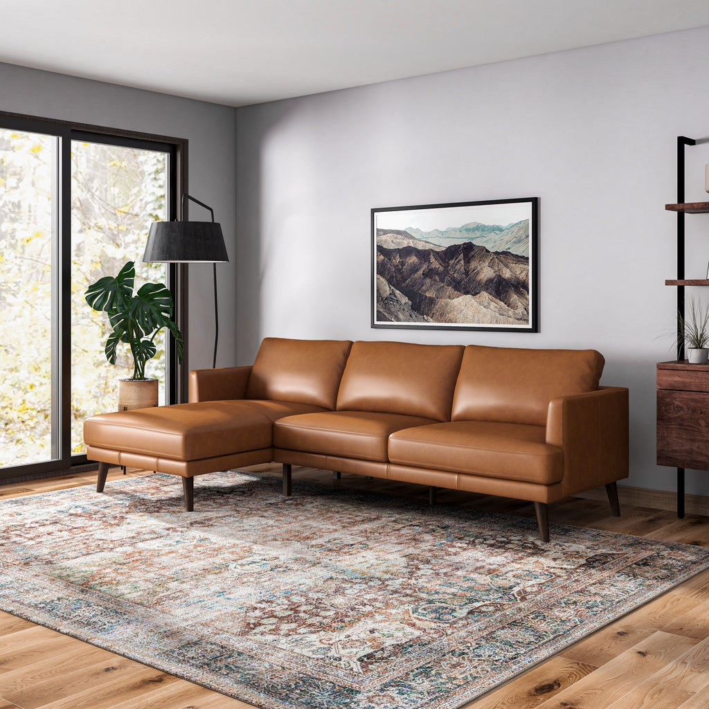 Lore L-Shaped Genuine Leather Sectional