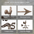 Classic Roof Mount Wind Direction Indicator - Rooster Weather Vane