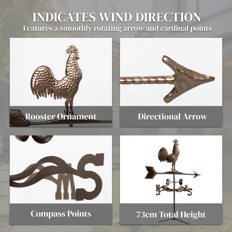 Classic Roof Mount Wind Direction Indicator - Rooster Weather Vane