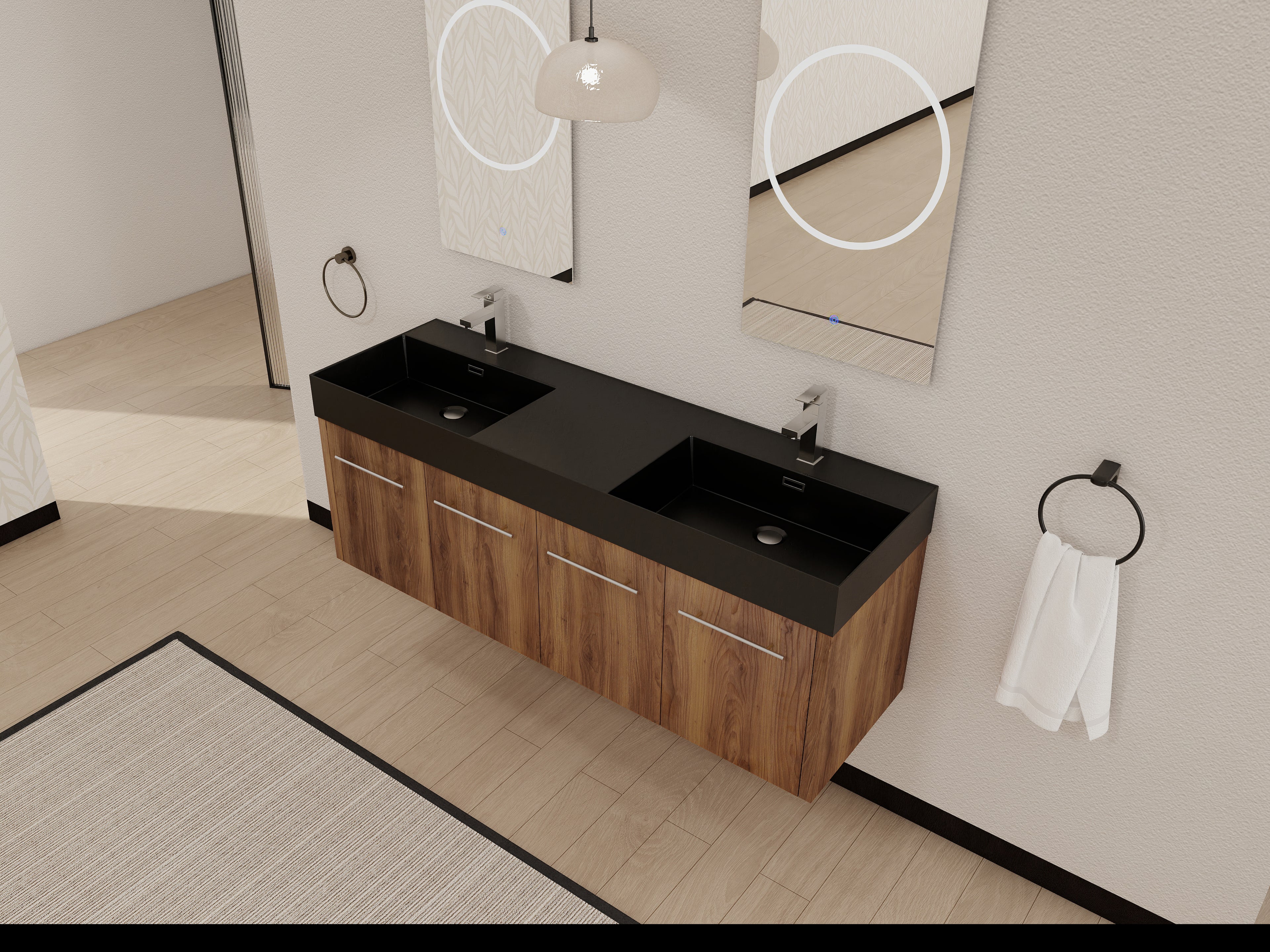 60 Inch Wall-Mounted Bathroom Vanity with Sink