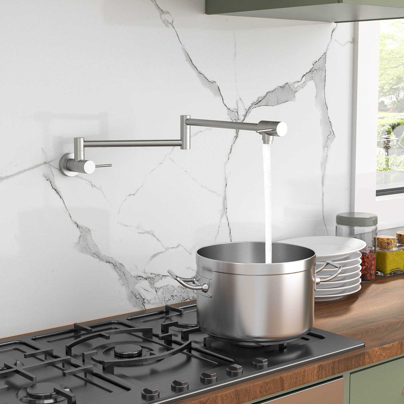 Brushed Nickel Pot Filler Faucet