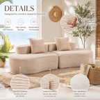 110.24" Fully Compressed Corduroy 2-Seater Couch with Lumbar Pillows