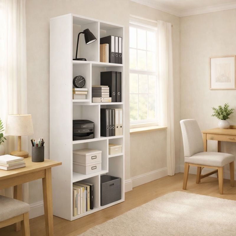 Asymmetrical Display Shelf & Bookcase, 5-Tier