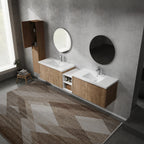 84" Wall-Mounted Bathroom Vanity With Sink and Side Cabinet