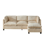 Soft Chenille 3-Seater Sectional Couch with Ottoman