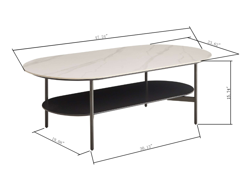 Ceramic MDF Double Layer Coffee Table