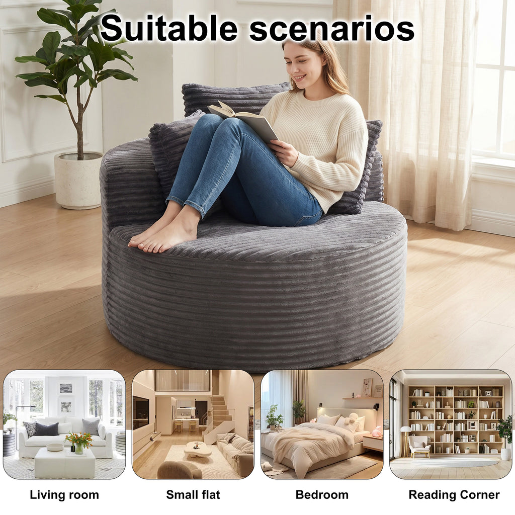 43-Inch Round Corduroy Single Sofa