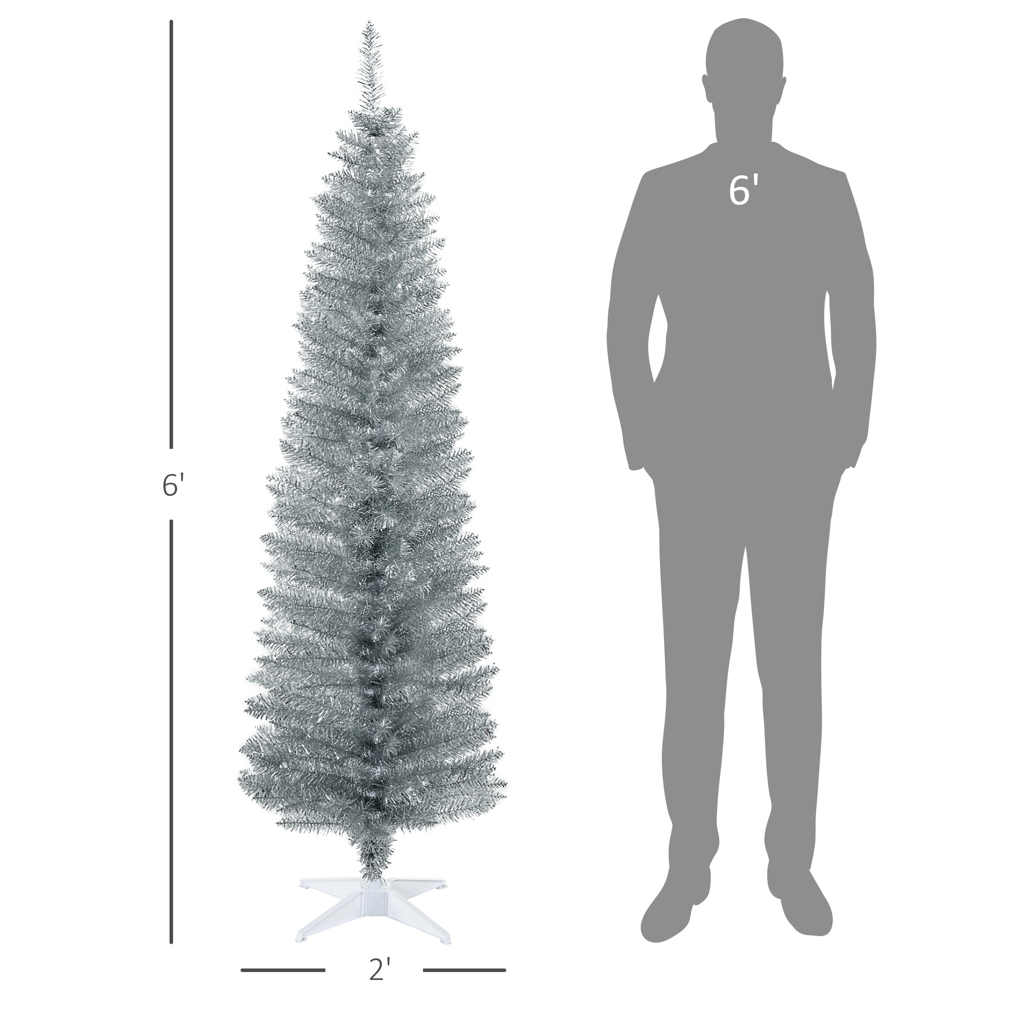 HOMCOM 6' Artificial Pencil Christmas Tree