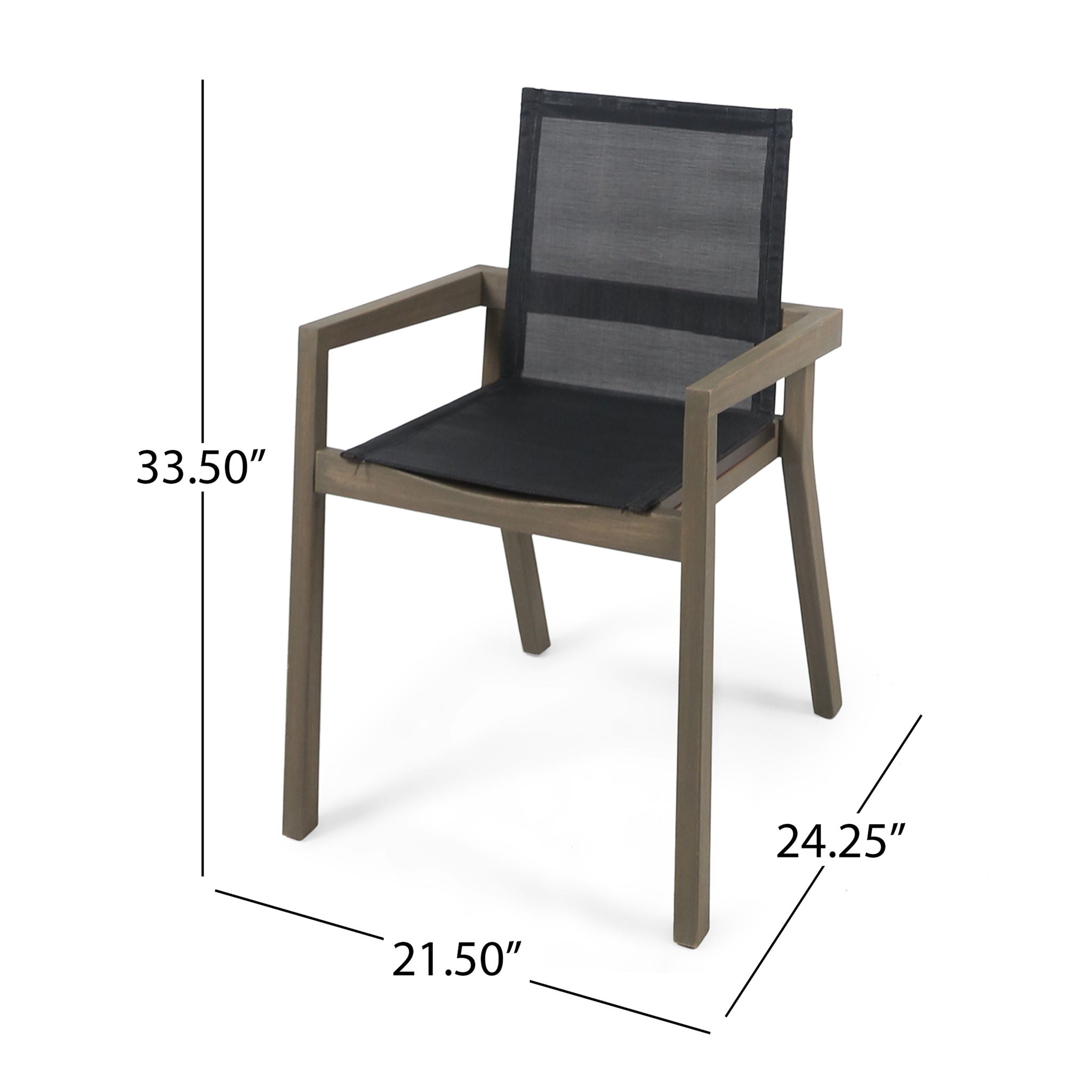 Belfast Dining Chair with Acacia Wood Frame and Mesh Seating (Set of 2)
