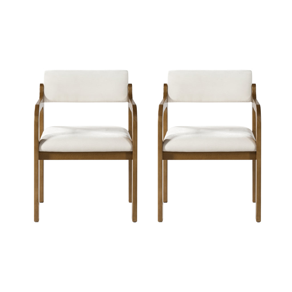 Modern Rubber Wood Dining Chairs, Upholstered Fabric Armchairs(Set of 2)