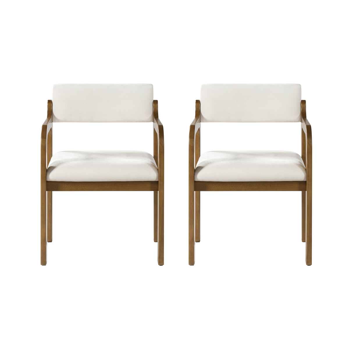 Modern Rubber Wood Dining Chairs, Upholstered Fabric Armchairs(Set of 2)