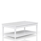 White Finished Cocktail Table With Two Storage Drawers and Casters