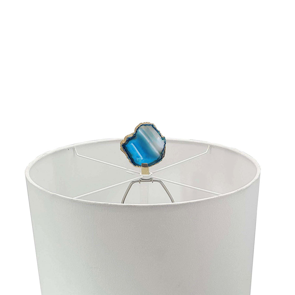 15x29.5 Blue and White Agate Slice Table Lamp with Marble Base