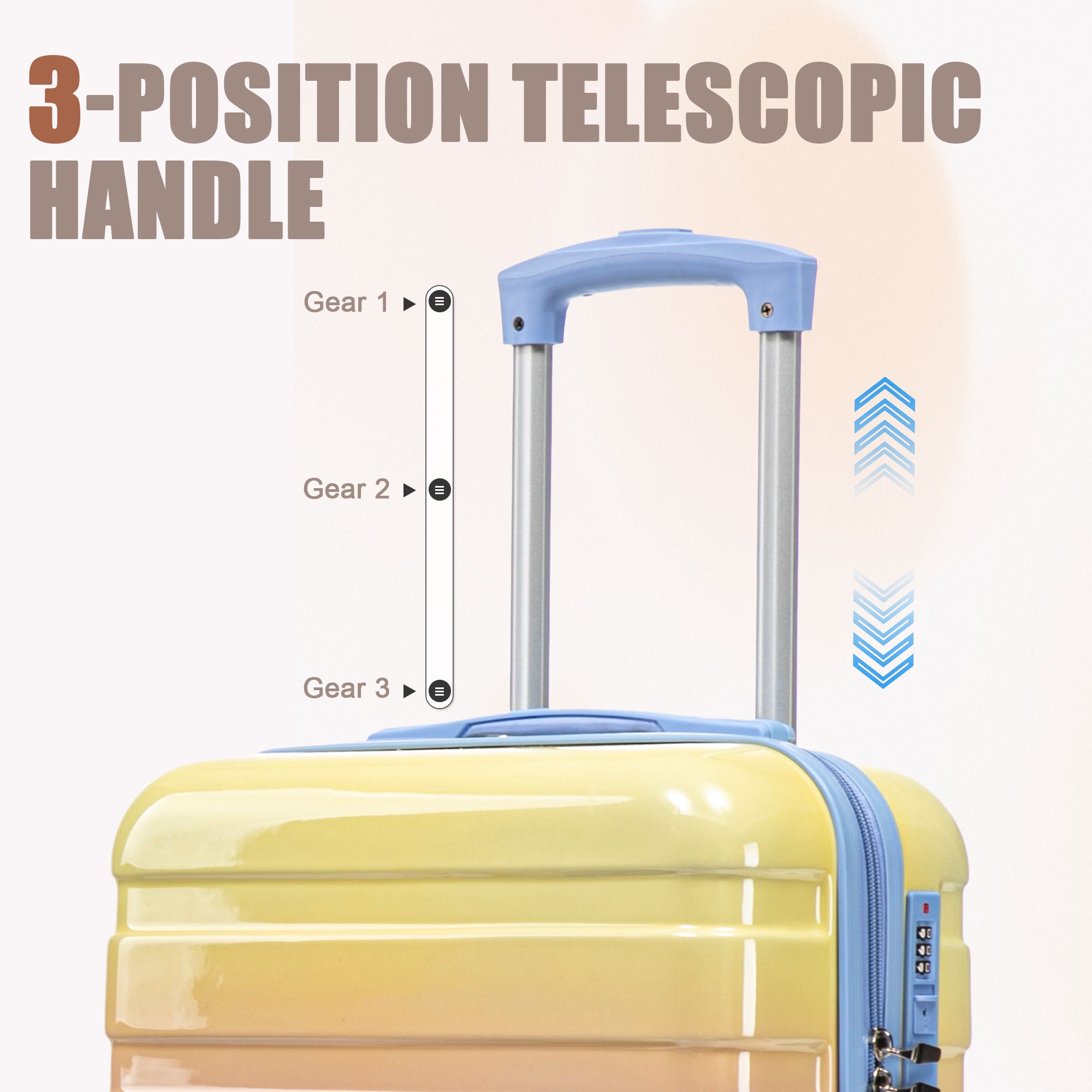 14'/20' 2-Piece PC Spinner Wheel Luggage Set in Gradient Blue Yellow