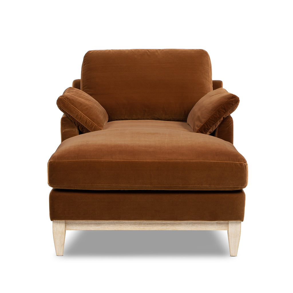 Pasadena Modern Farmhouse Chaise Lounge Chair, Burnt