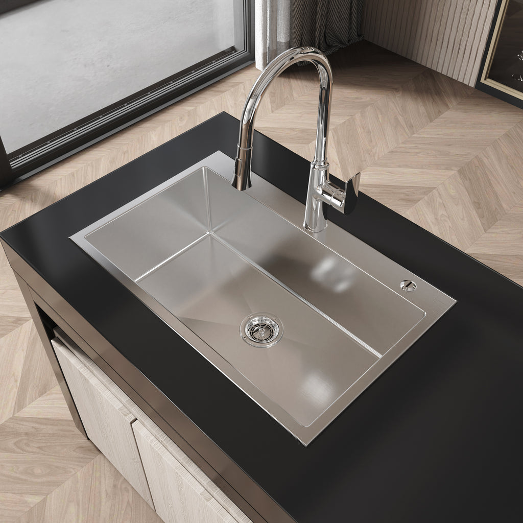 Stainless Steel Kitchen Sink, 30"x19" Single Bowl