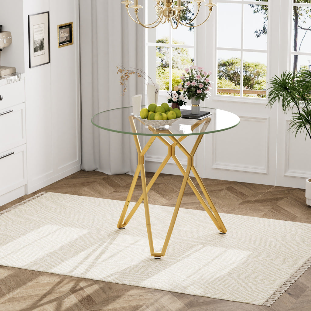 35.4-Inch Round Tempered Glass Dining Table