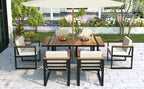 7 Pieces Outdoor Dining Set Patio Dining Table and Chair Set