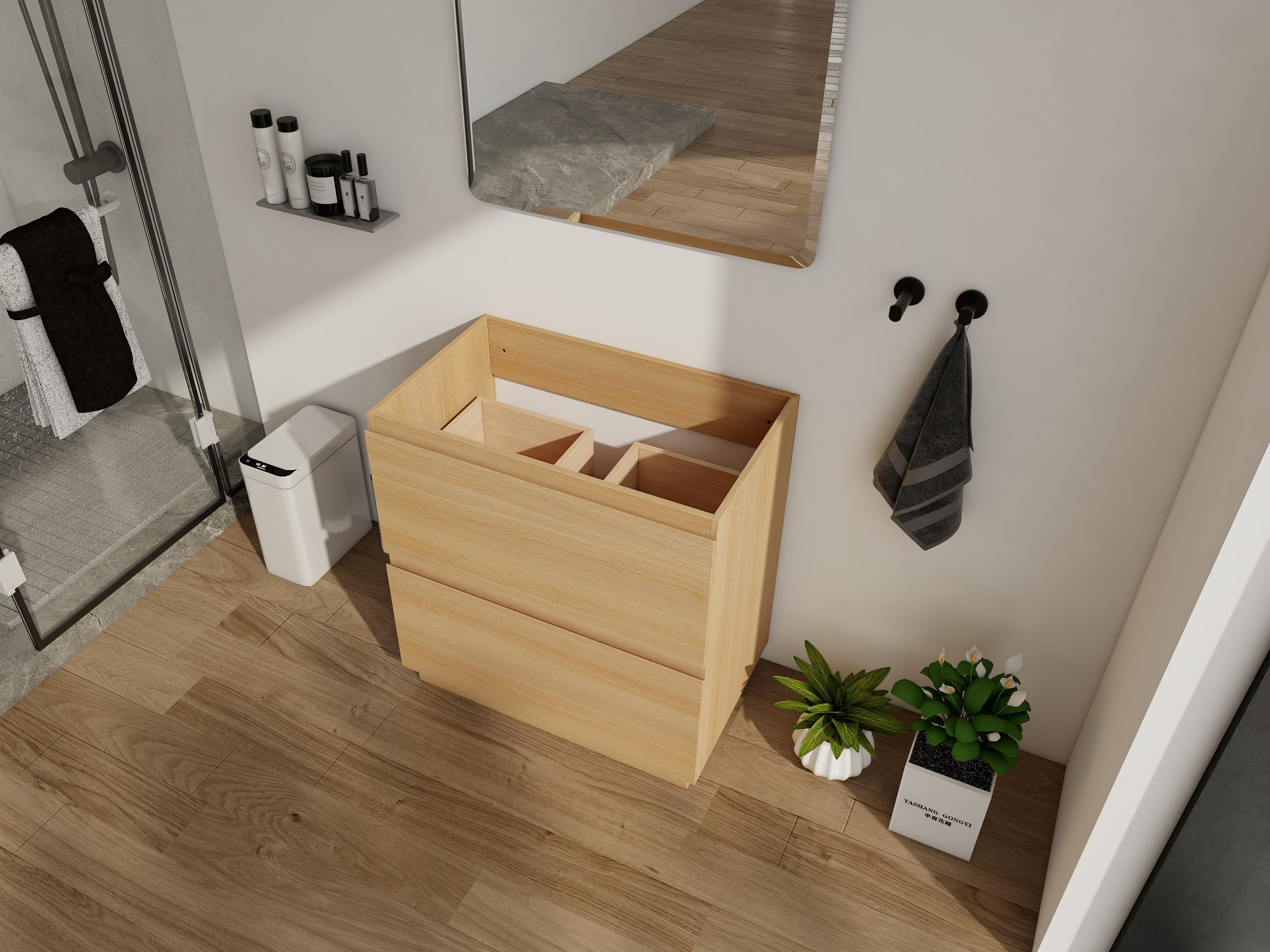 30" Modern Undermount Bathroom Sink Cabinet