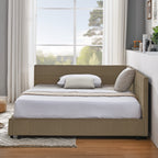 Full Size Upholstered Tufted Bed Frame in Brown Velvet