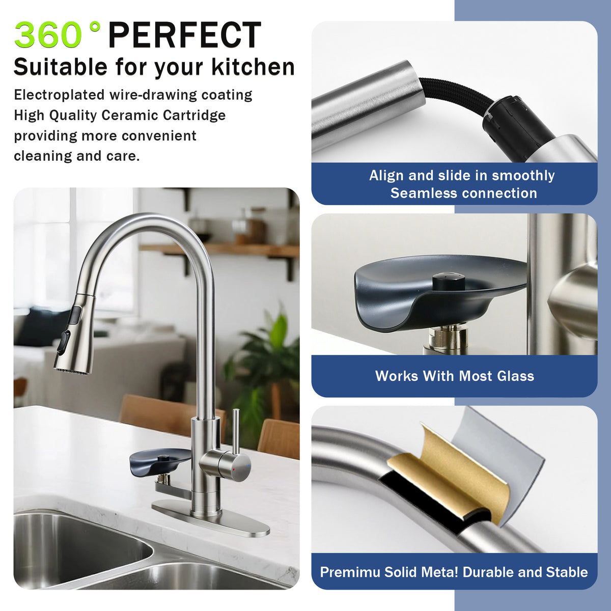 3-in-1 Kitchen Faucet with LED Temperature Display