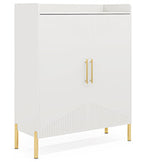 35.43 Inch White and Gold Shoe Cabinet