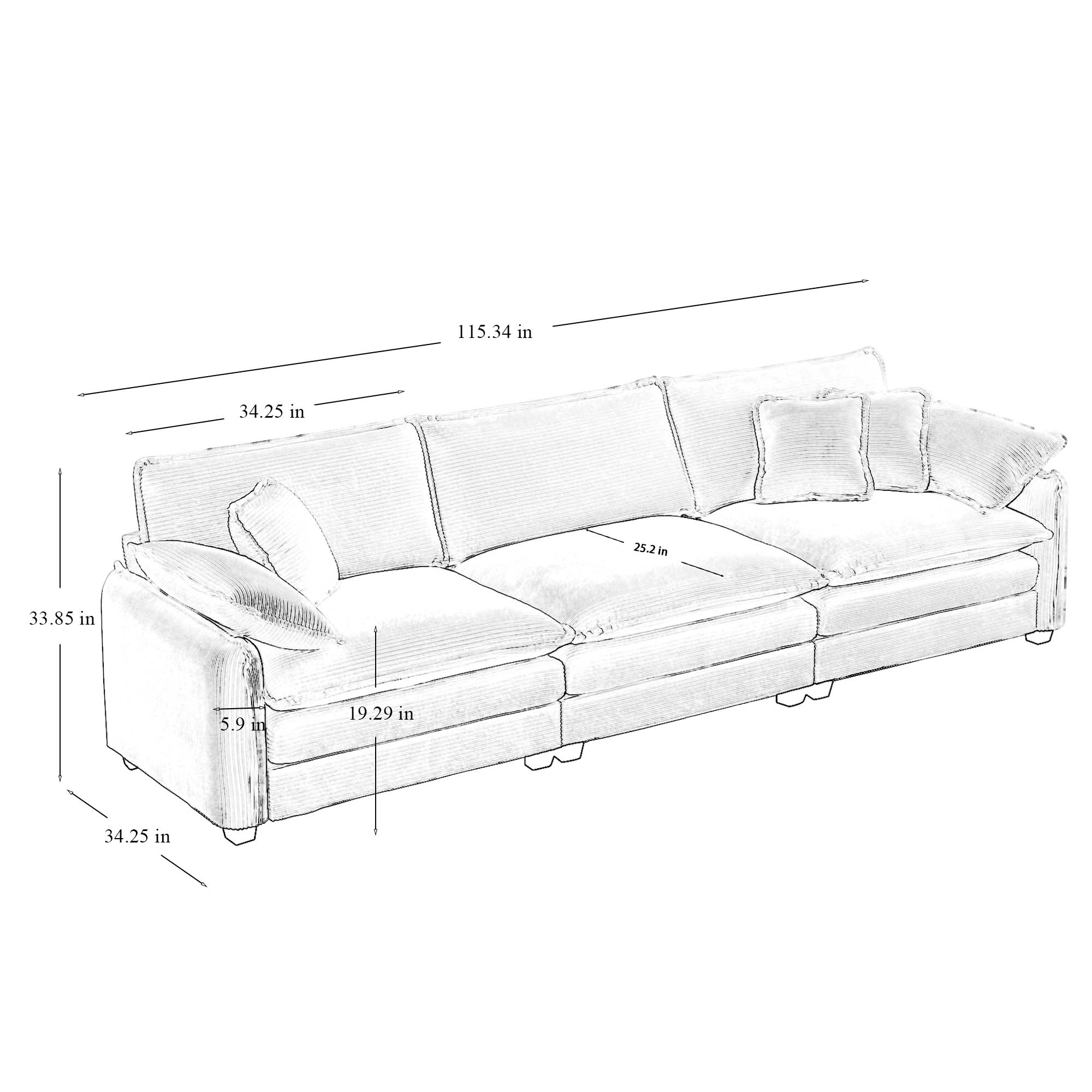 Modern Living Room Sofa 3 Pieces Set