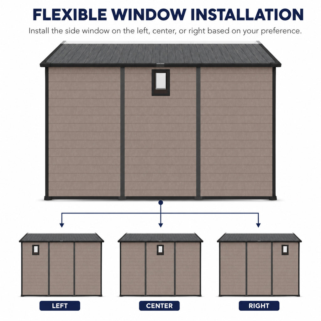 8x10 FT Plastic Outdoor Storage Shed - Lockable Resin Tool Shed