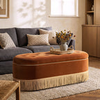 Melinda 48.5" Oval Tufted Bullion Fringe Storage Bench