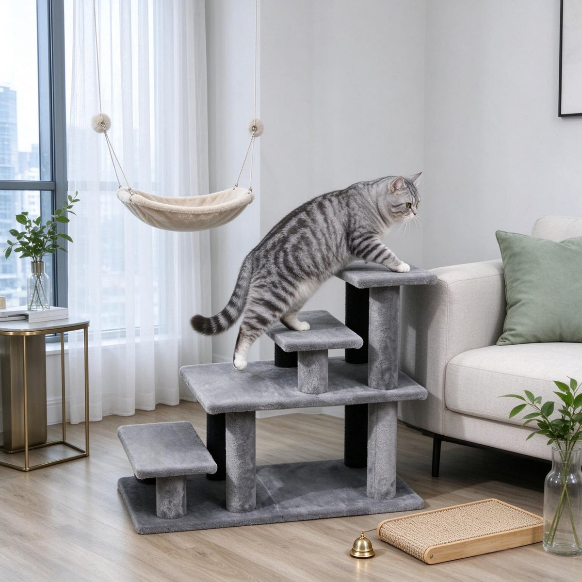 Modular Pet Cat Stairs, 2/3/4‑Step Flexible Setup Pet Steps for Bed and Sofa
