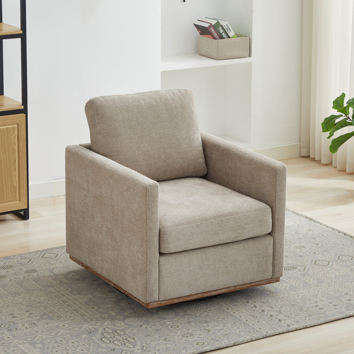 30.7"W Square Upholstered 360° Swivel Accent Chair