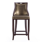 Emperor Wood Upholstered Barstool in Bronze