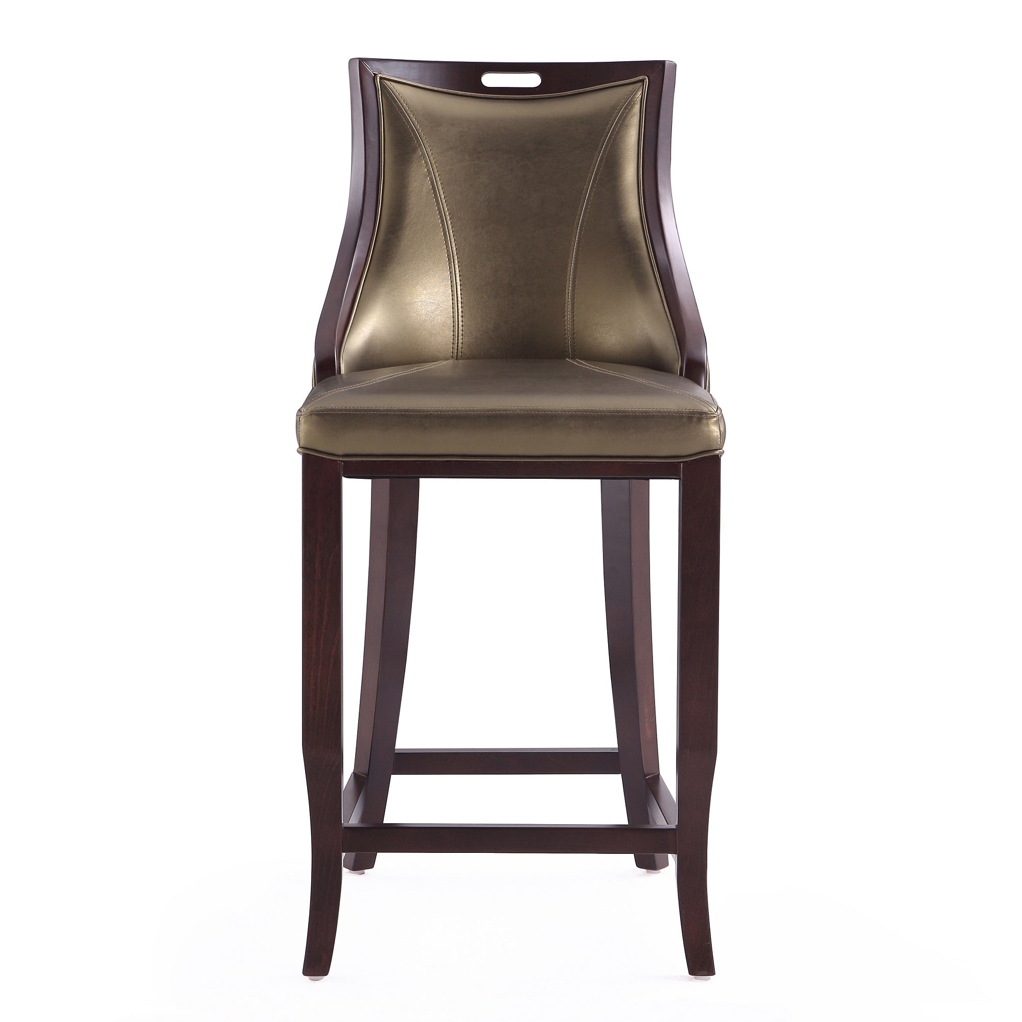 Emperor Wood Upholstered Barstool in Bronze