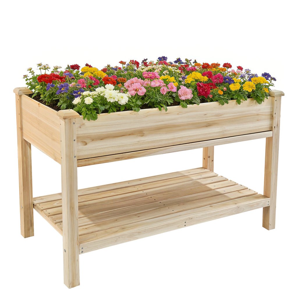 Raised Garden Bed 48x23x31.1-inch Elevated Wood Planter