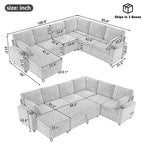 109.9" U-Shaped Sectional Sofa Bed with Storage