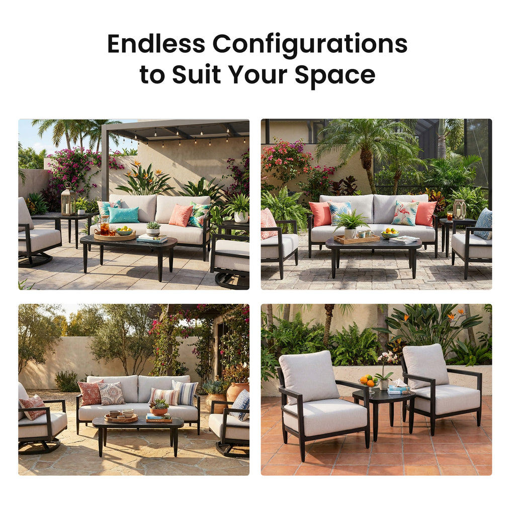 6PC Outdoor Conversation Set with Swivel Chairs & Sofa