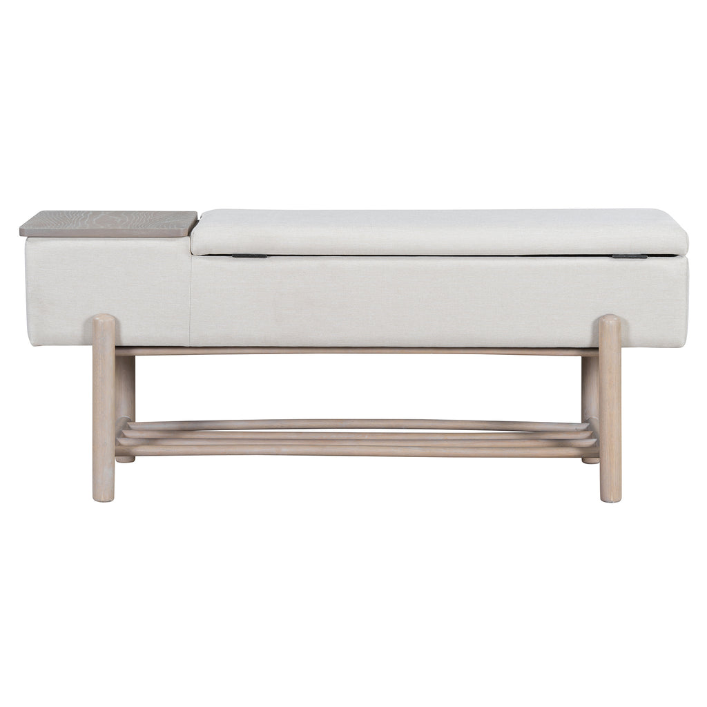 TREXM Farmhouse Upholstered Storage Bench