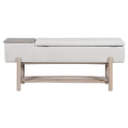 TREXM Farmhouse Upholstered Storage Bench