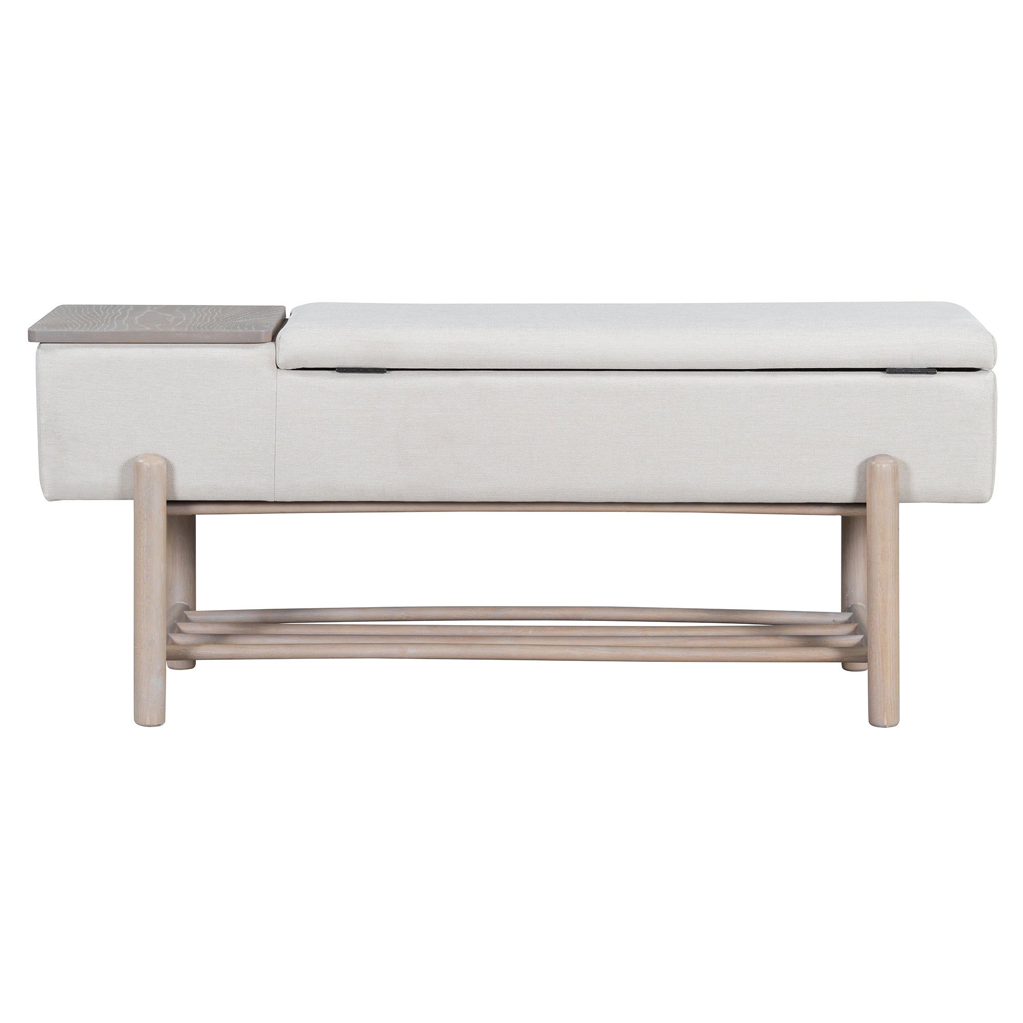 TREXM Farmhouse Upholstered Storage Bench