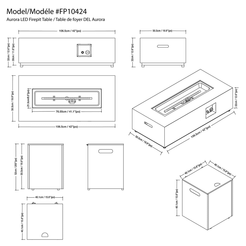 Rectangular Metal LED Firetable