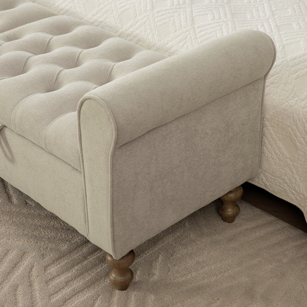 65.75" Wide Modern Upholstered Storage Bench With Double Lids