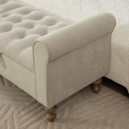 65.75" Wide Modern Upholstered Storage Bench With Double Lids
