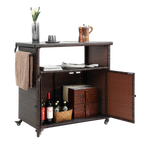 Outdoor Wicker Bar Cart, Patio Wine Serving Cart