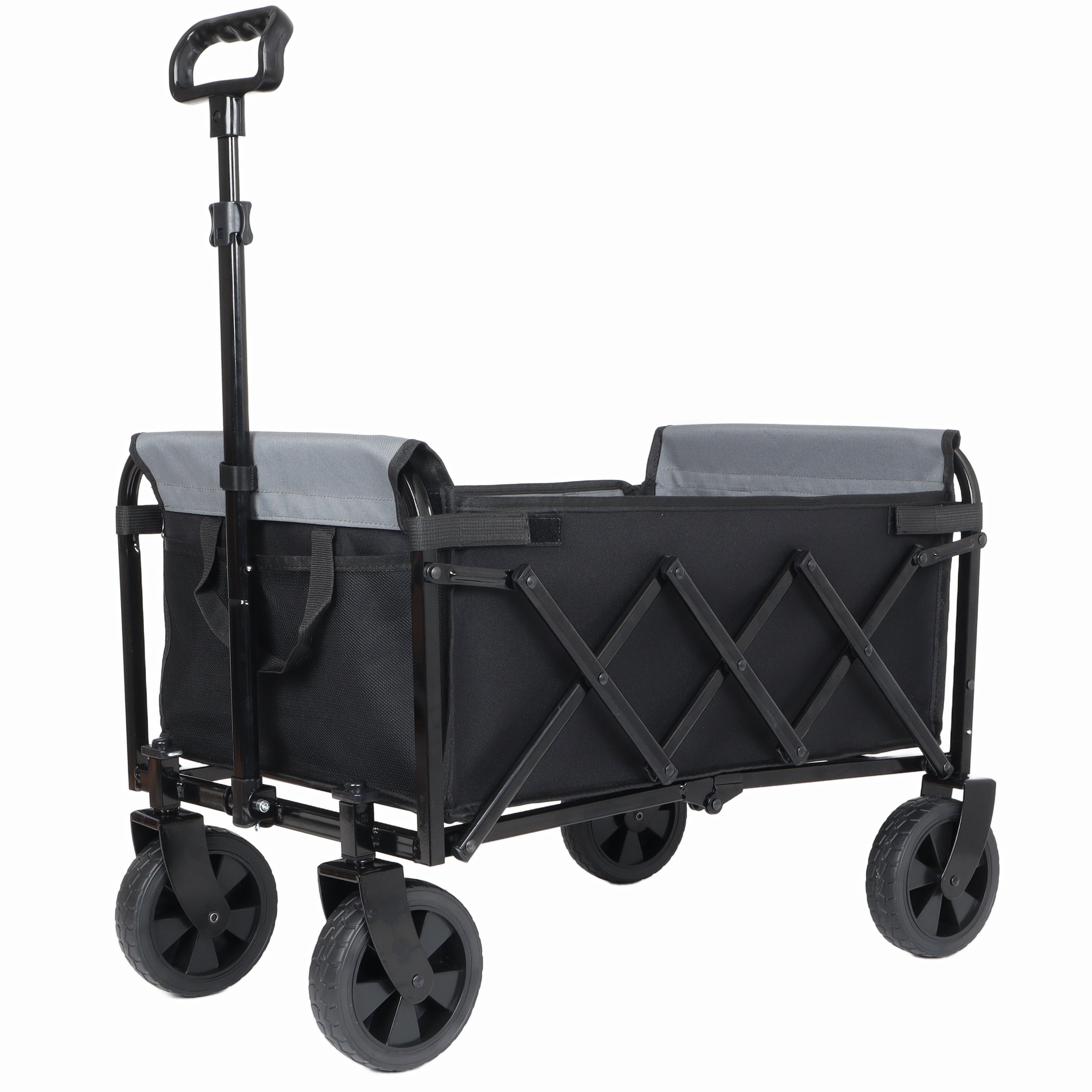 All-in-One Convertible Folding Trolley with Bench Seat and Dog Leash