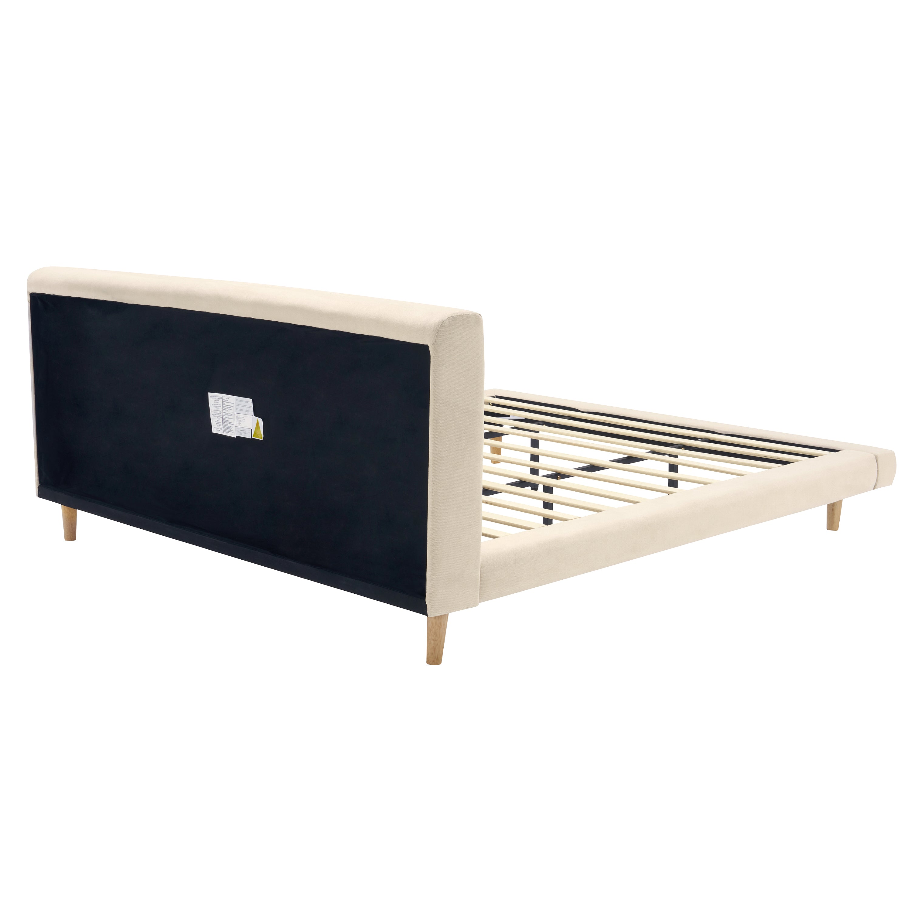 Beige Chunky Headboard Bed Frame