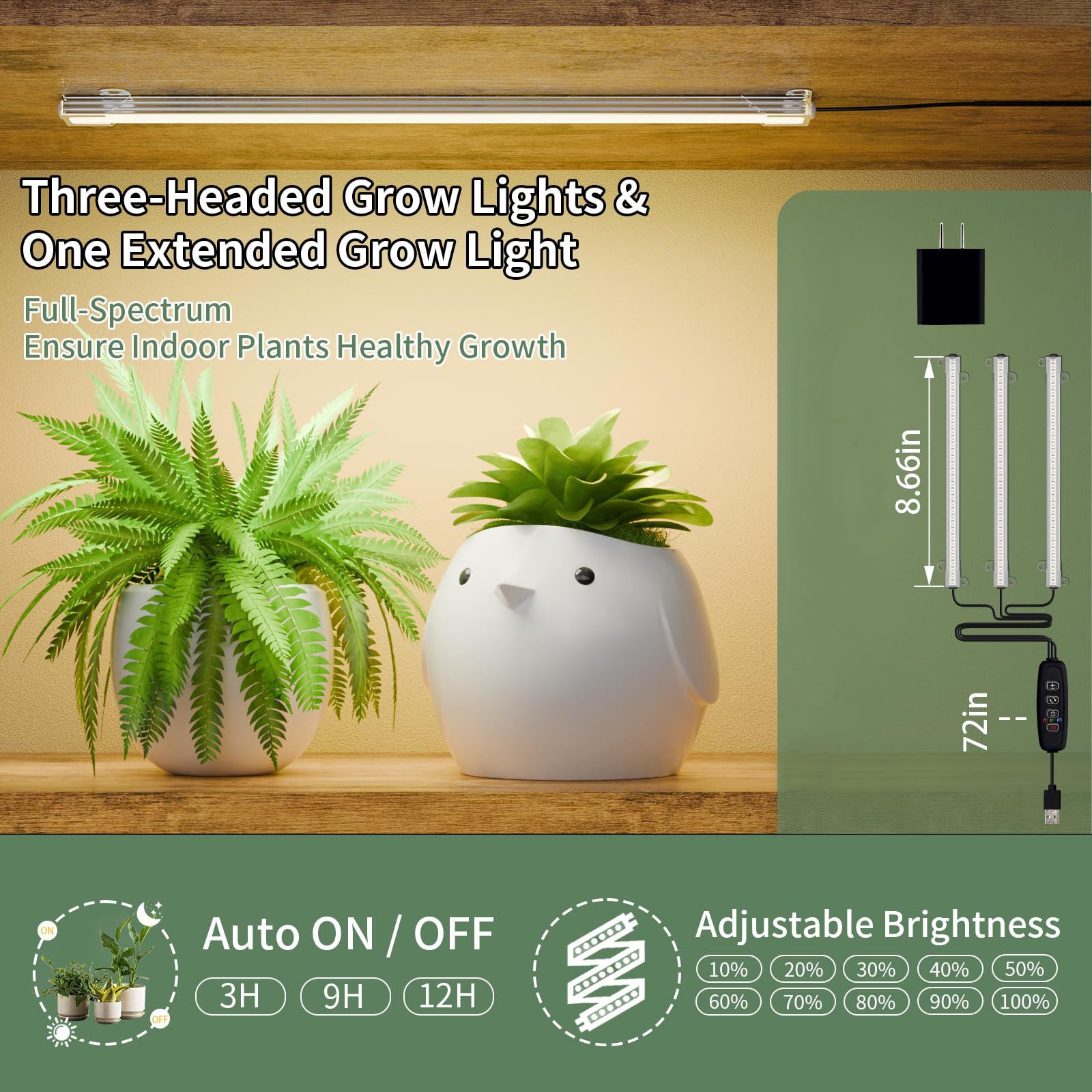 Plant Stand Indoor with Grow Light, 64" Tall, 8 Tiered Shelves